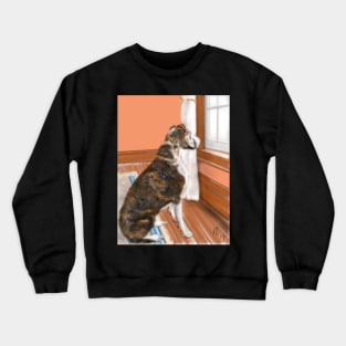 Boxer Dog looking out the Window Crewneck Sweatshirt